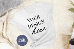 White T-shirt Mockup on a Neutral background PSD & JPG Product Image 3