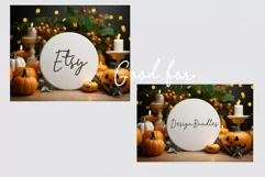 Halloween round sign, Halloween door sign mockup Product Image 2