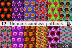 12 Seamless colorful FLOWER patterns bundle. Digital Paper Product Image 1