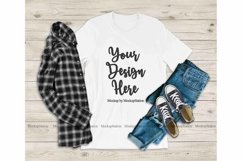 Men White Shirt Mockup, Bella Canvas 3001 Tshirt Product Image 1