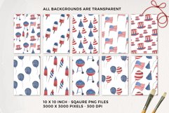 USA 4th July Seamless Patterns Digital Watercolor Blue Red Product Image 2