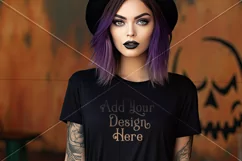 Halloween T-Shirt Mockup for Women, Black T-Shirt Mockup, 13 Product Image 2
