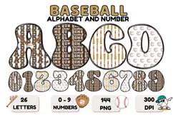 Baseball Sport Alphabet png clipart, baseball letters doodle Product Image 1