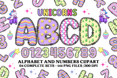 Unicorn Alphabet png clipart, unicorn letters doodle Product Image 1