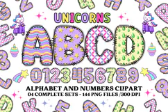 Unicorn Alphabet png clipart, unicorn letters doodle Product Image 1