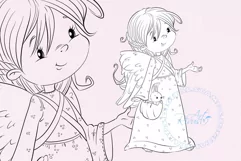 Christmas Angel Digital Stamp. Cute girl Download. Product Image 2