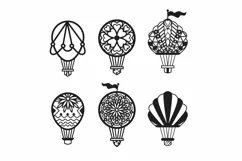 Papercut Hot Air Balloons, Set of Air Balloons Paper Cut Art Product Image 2