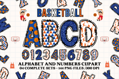 Basketball sport alphabet clipart, basketball letters doodle Product Image 1
