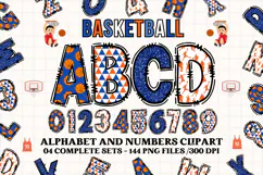 Basketball sport alphabet clipart, basketball letters doodle Product Image 1