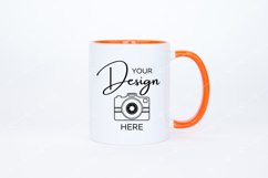 Mug Mockup 11 Oz Blank White Coffee Cup Orange Handle Product Image 1