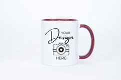 Mug Mockup 11 Oz Blank White Coffee Cup Dark Red Handle Product Image 1