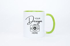 Mug Mockup 11 Oz Blank White Coffee Cup Lime Green Handle Product Image 1
