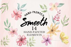 Smooth Floral Watercolor Elements 14 Painted Florals Pink Product Image 1