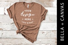Heather Brown Bella Canvas Mockup 3001 Girls Flat Lay Product Image 1