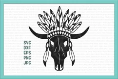 boho tribal cow skull svg, cow skul iron on, bull skull svg Product Image 2
