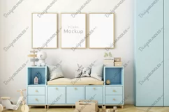 Kids frame mock up, Interior mock up PSD PNG JPG Product Image 1
