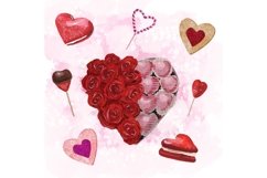 Watercolor Valentines Day Love Clipart Product Image 3