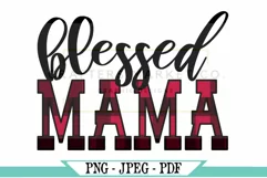 Blessed Mama With Buffalo Plaid Print PNG Print File Product Image 2
