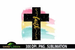 Sublimation - Faith Cross Watercolor Background PNG Product Image 2