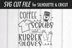 Coffee Scrubs Rubber Gloves - Nurse - Health Care - SVG Product Image 3