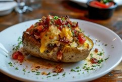 Flavorful Serving baked potato with green herbs. Generate ai Product Image 1