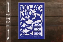 Santa Christmas card papercut svg laser cut cricut template Product Image 4