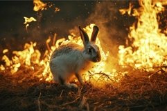 Enraged fire rabbit. Generate Ai Product Image 1