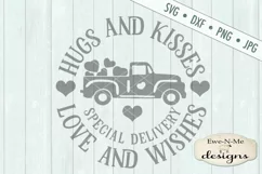 Hugs Kisses Valentine Truck SVG DXF Cut File Product Image 2