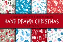 Hand Drawn Christmas seamless patterns &amp; digital papers Product Image 1