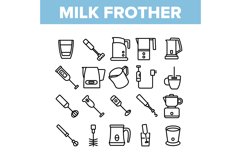 Milk Frother Device Collection Icons Set Vector Product Image 1