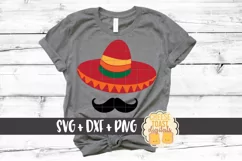 Sombrero with Mustache - Cinco de Mayo SVG PNG DXF Cut File Product Image 1