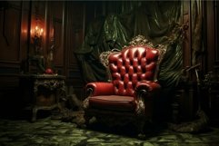 Majestic vintage red armchair in a luxurious dark room Product Image 1