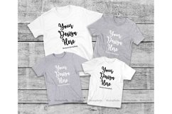 Matching Family T-Shirts Mockup, Parents Kids Shirt Flat Lay Product Image 1