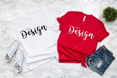 Bella Canvas 3001 White and Red 2 T-shirt Mockup Unisex Tee Product Image 1