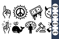 Hand Drawn Black White Icon Clipart Product Image 1