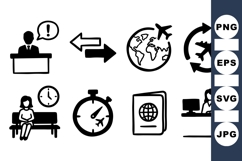 Hand Drawn Travel Icons SVG Clipart Product Image 1
