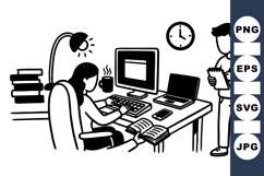 Hand Drawn Office Work Vector Clipart Product Image 1