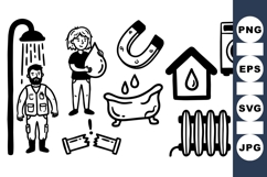 Hand Drawn Plumbing Repair Vector Clipart Product Image 1