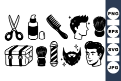 Classic Barber Tools Clipart for Grooming Designs Product Image 1