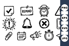 Hand Drawn Reminder Icons SVG for Alerts Product Image 1