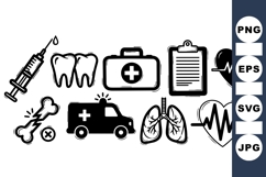 Hand Drawn Medical Icons Vector Clipart Product Image 1