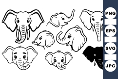Hand Drawn Elephant Head SVG Clipart Product Image 1