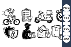 Hand Drawn Fast Delivery Logistic Icon Collection Product Image 1