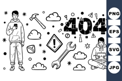 Minimalist Tech Error 404 Vector Icon Collection Product Image 1
