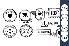 Black Valentine Stamp SVG Clipart Collection Product Image 1