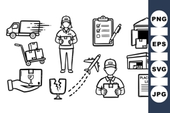 Black Line Art Logistics Shipping Icon Product Image 1