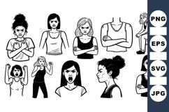 Angry Women Expression Vector Clipart for Design Product Image 1