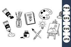 Hand Drawn Art Supplies Vector Clipart Product Image 1
