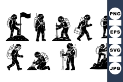 Astronaut Hiking Silhouette Clipart for Outdoors Product Image 1