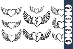 Winged Heart Vector Clipart for Valentine Designs Product Image 1